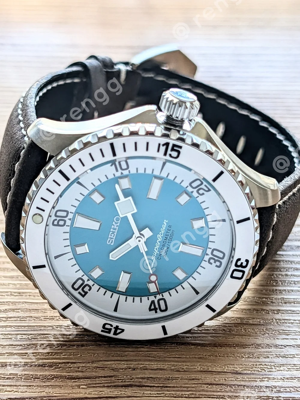 44mm Automatic Seiko Men’s Turquoise SuperOcean Dive Mod Watch Sapphire Crystal